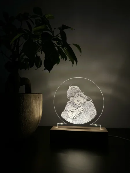 Poza ta – Stativ lemn, LED alb cald